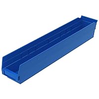 30124 Plastic Nesting Shelf Bin Box, (24-Inch x 4-Inch x 4-Inch), Blue, (12-Pack)