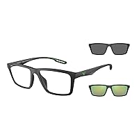 Emporio Armani Men's Ea4189u Universal Fit Prescription Eyewear Frames with Two Interchangeable Sun Clip-ons Rectangular