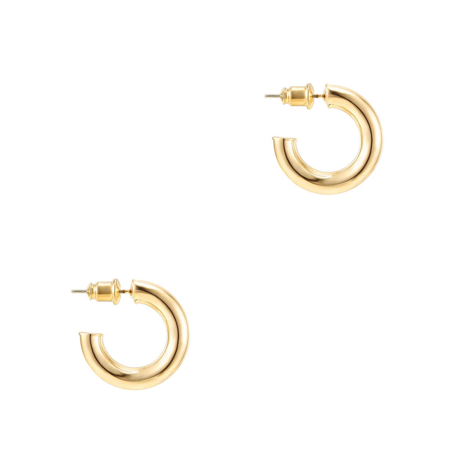 PAVOI 14K Gold Plated Lightweight Chunky Open Hoops | Gold Hoop Earrings for Women