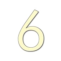 House Number 6 FUTURA Door Numbers in 3 Sizes (15, 20, 25cm / 5.9, 7.8, 9.8in) Modern Floating House Number Acrylic incl. Fixings, Colour:Ivory, Size:20cm / 7.9'' / 200mm