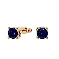 VVS Gems Certified Stud Earrings With 3MM Round Shape Solitaire Gemstone Elegant Diamond in 14k Gold Stud Earrings for Women, Birthstone jewelry, Gemstone Jewelry