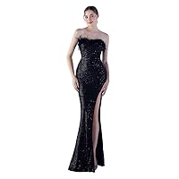 Mordarli Feather Neckline Mermaid Prom Dresses with Slit 2024 Sparkly Long Evening Gowns Formal Dress