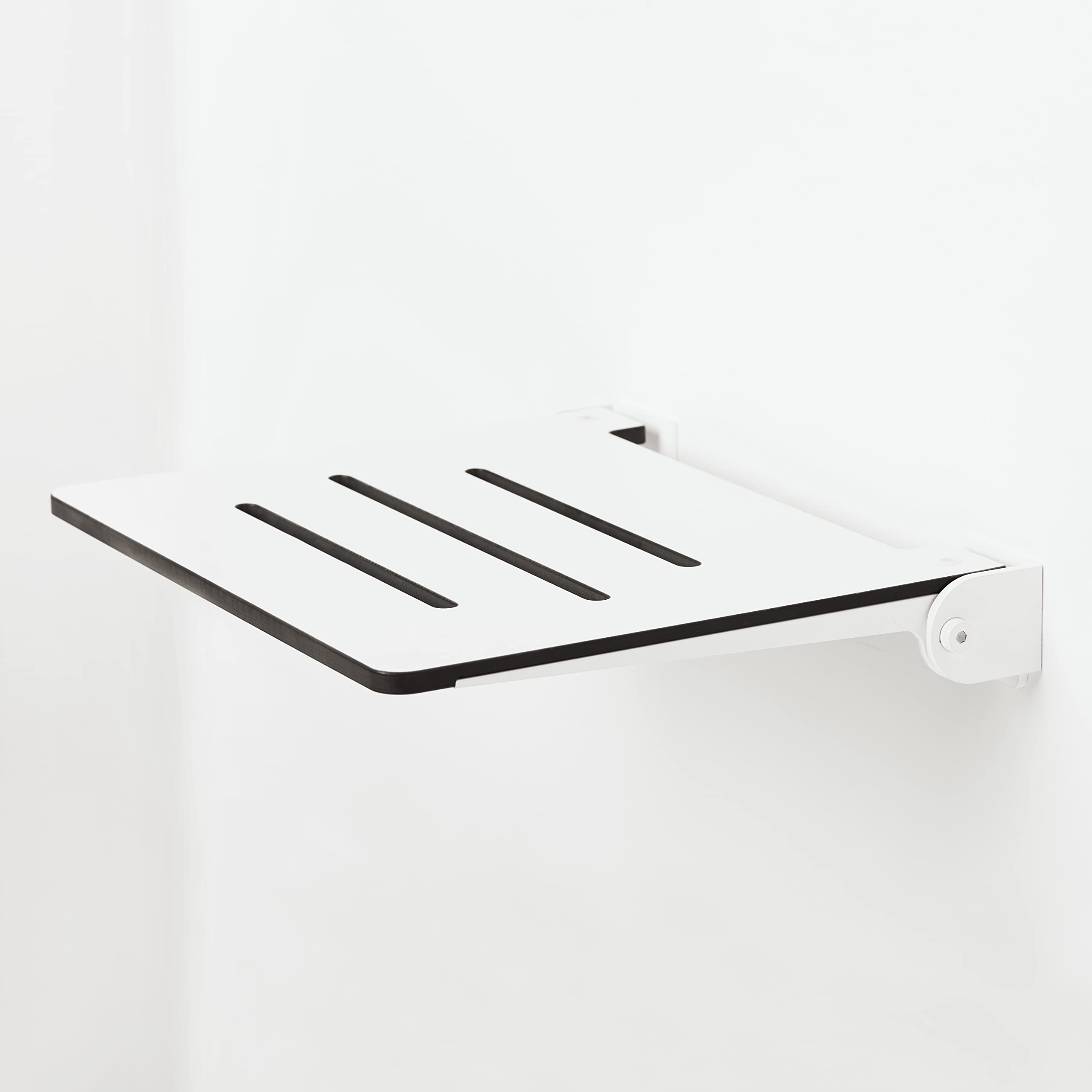 Seachrome Slimline Wall Mounted Folding Shower, White Seat with White Frame