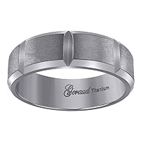 Titanium Mens Brushed Center Beveled Edge Comfort Fit Wedding Band 7mm Jewelry Gifts for Men - Ring Size Options: 10 10.5 11 11.5 12 12.5 13 8 8.5 9 9.5