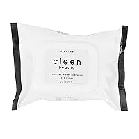 Cleen Beauty Coconut Water Hibiscus Face Wipes l Hydrating Facial Cleansing Makeup Remover l Biodegradable Face Wash Cloth l 25 Count