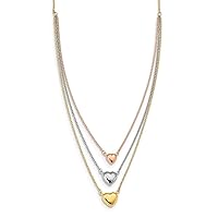 10.96mm 14ct Tri color Gold Three Love Heart With 1inch Ext. Necklace Jewelry for Women - 41 Centimeters