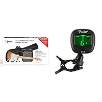 Squier Sonic Series Stratocaster Pack - 2-color Sunburst & Fender FT-1 Professional Guitar Tuner Clip On, with 1-Year Warranty, Full-Range Chromatic Guitar Tuner