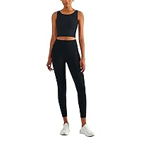 Orolay Workout Sets for Women 2 Piece High Waisted Leggings with Wireless Racerback Sports Bra Sets Gym Clothes Black X-Small