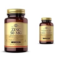 Zinc 50 mg, 100 Tablets - Zinc for Healthy Skin, Taste & Vision - Immune System & Antioxidant with Vitamin D3 (Cholecalciferol) 250 MCG (10,000 IU), 120 Softgels - Helps Maintain Healthy Bones