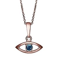 0.07 Carat Round Blue Sapphire Small Evil Eye Pendant for Women in 18k Gold Jewish Jewelry 0.44 x 0.28 Inches Jewelry