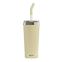 SIGG - Insulated Mug - Travel Mug Helia - With Durable Glass Straw & Cleaning Brush - Leakproof - BPA Free - 18/8 Stainless Steel - 15oz/20oz