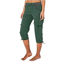 Women Summer Cargo Capri Pants Drawstring Waist Workout Capris Cozy Below Knee Length Shorts Hiking Sweatpants