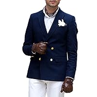 Men's Peak Lapel Blazer Double Breasted Buttons Jacket Party Prom Dinner Coat