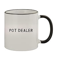 Pot Dealer - 11oz Ceramic Colored Rim & Handle Coffee Mug, Black