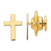 14 kt Yellow Gold Tie Clip Polished Cross Tie Tac 12 x 7 mm