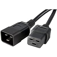 StarTech.com 3ft (1m) Power Extension Cord, IEC C19 to C20, 13A 250V, 16AWG, Computer Power Extension Cord, AC Outlet Extension Cable for Power Supplies and Network Equipment, UL Listed (PXTC19C203)