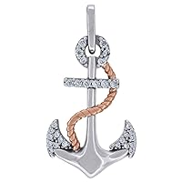 925 Sterling Silver Mens Women Yellow Tone CZ Nautical Ship Mariner Anchor Charm Pendant Necklace Measures 23.8x12.2mm Wide Jewelry for Men