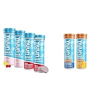 Hydration Daily, Wellness Electrolyte Tablets, Mixed Berry, 4 Pack (40 Servings) & Hydration Immunity Electrolyte Tablets with 200mg Vitamin C, Blueberry Tangerine