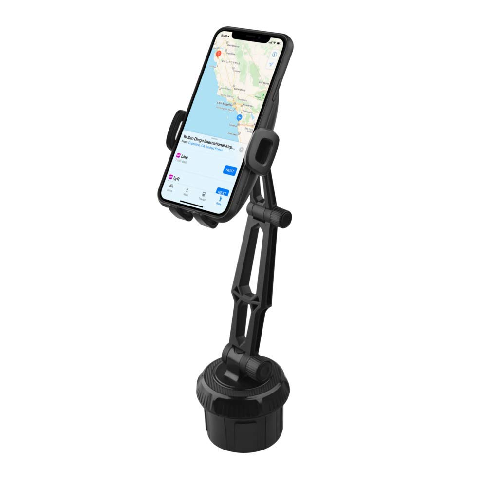 Fugetek Car Cup Holder Phone Mount Cradle, Universal Base, Hands-Free, Adjustable, 360 ° Rotatable, Compatible with iPhone 12, 11, XR/XS Max, XS/X, 8/8+, Samsung Galaxy S10,S9, HTC, GPS, Black