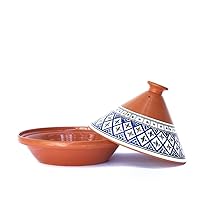 Kamsah Hand Made and Hand Painted Tagine Pot | Moroccan Ceramic Pots For Cooking and Stew Casserole Slow Cooker (Large, Supreme Bohemian Blue)