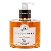 Maison Du Savon De Marseille - French Liquid Soap with Organic Olive Oil - Orange Blossom Fragrance - 11 Fl Oz