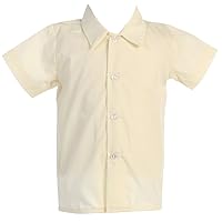 Baby Boys Short Sleeved Simple Dress Shirt White or Ivory - Infant to Toddler