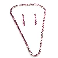 Solid 925 Sterling Silver 7X5 MM Oval Cut Natural Ruby 67.70 CT Gems July Birthstone Tennis Necklace For Her Wedding Gift For Her