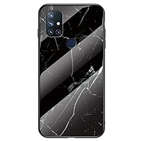 XYX Compatible with OnePlus N10 5G Case, [Tempered Glass Back] Marble Pattern Lightweight Slim Phone Protective Cover for OnePlus Nord N10 5G, Black