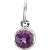14k White Gold Simulated Amethyst Posh Mommy Simulated Amethyst Charm Pendant Necklace Jewelry for Women