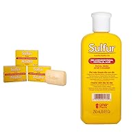 Grisi Sulfur Soap Acne Treatment Bar Soap 3-Pack and Sulfur Grisi Facial Wash Reduces Oil Pimples 8.4 Fl Oz Bottle