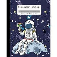 Moon Landing Ice Cream Space Rocketship Kids Astronaut Composition Notebook 110 Pages Wide Ruled 8,5 x 11 in: Astronaut Book For Kids