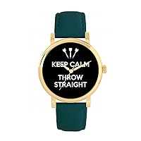 Black Keep Calm Throw Straight Watch Ladies 38mm Case 3atm Water Resistant Custom Designed Quartz Movement Luxury Fashionable
