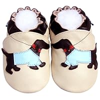 Leather Baby Soft Sole Shoes Boy Girl Infant Children Kid Toddler Crib First Walk Gift Wiener Dog Beige