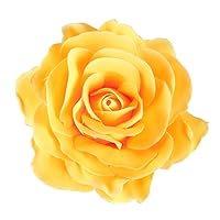 BinaryABC Artificial Rose Flower Hairpin Hair Clips,Flower Brooch for Women Party (Yellow) 1 Count (Pack of 1)