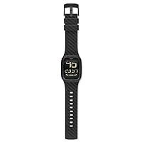 Swatch Unisex-Quartz watch Classic Carbon Fever Digital SURB110 with leather
