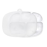 Bumkins Toddler and Baby Suction Plate, Silicone Divided Grip Dish and Lid, Large 5-Section Tray for Kids, Essentials in Children Feeding Supplies, Non Skid Stick Bottom, for Ages 6 Months Up, Marble
