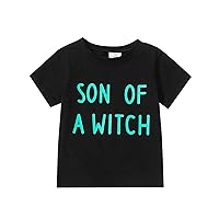 Boys Halloween T-Shirt, Short Sleeve Crew Neck Letters Print Summer Tops Clothes for Casual Daily