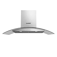 Empava 30 Wall Mount Range Hood Ducted/Ductless (Charcoal-Filter Sold  Separately), Kitchen Exhaust Stove Vent with Modern Style, Tempered Glass