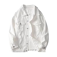 Casual Cotton Denim Jacket for Men, Long Sleeves, Loose Fit