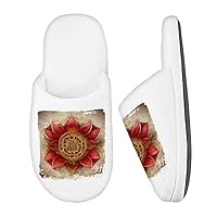 Lotus Blossom Memory Foam Slippers - Mandala Slippers - Floral Slippers