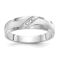 14k White Gold Prong set 1/20 Carat Diamond Trio Mens Wedding Band Size 10.00 Jewelry Gifts for Men