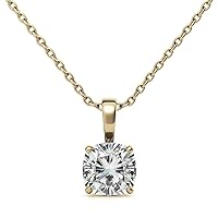 10K Solid Yellow Gold Handmade Bridal Engagement Pendant 1 CT Cushion Cut Moissanite Diamond Solitaire Bridal Anniversary Pendant for Women Her Promise Wedding Necklace Gift for Love