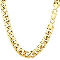 The Diamond Deal 10k REAL Yellow Gold 2.6mm Hollow Miami Cuban Chain Necklace for Pendants and Charms with Lobster-Claw Clasp (18