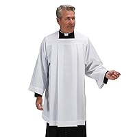 Plain Box Pleated Surplice Catholic Christian Clergy Priest Vestment Pastor Gift, White Color, Size - Extra Large