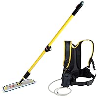 Rubbermaid Commercial Products FLOW Flat Mop Finish Kit with 18-Inch Mop, 1.5-Gallon, Yellow, Mop finish for Hardwood Floors/Floor Cleaning