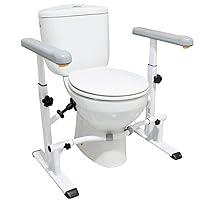 KMINA - Toilet Safety Rails for Elderly (330 lbs), Toilet Rails for Elderly Free Standing Adjustable Height Width, Heavy Duty Toilet Safety Frame with Arms, Handicap Toilet Seat, Easy Installation