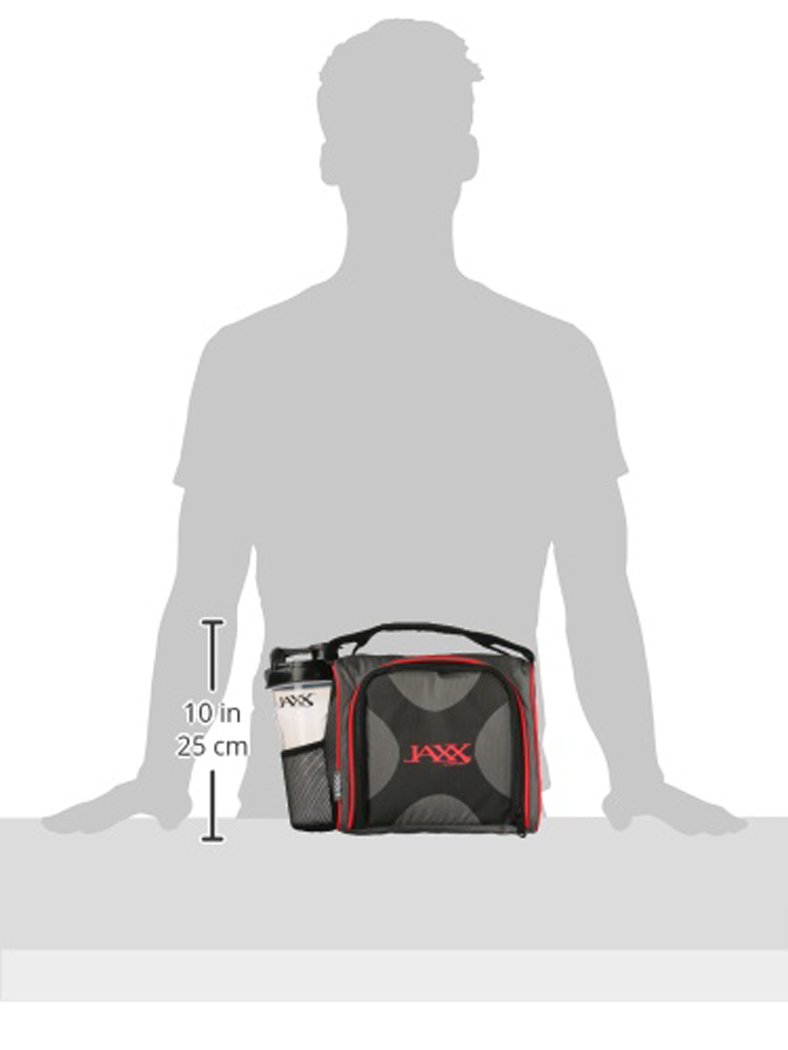 Fit & Fresh Jaxx Fit Pack Meal Prep Bag, Standard, Red & Black, Polyester
