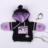 New 1/6, 1/4,1/3 BJD Doll Clothes Cute Cat Sweater Hoodie Jacket for Big 1/6, Yosd, 30cm/45cm/60cm Dolls Clothing BJD SD Doll Accessories (Black-Purple,1/3)