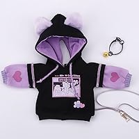 New 1/6, 1/4,1/3 BJD Doll Clothes Cute Cat Sweater Hoodie Jacket for Big 1/6, Yosd, 30cm/45cm/60cm Dolls Clothing BJD SD Doll Accessories (Black-Purple,1/4)