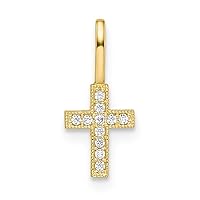 14k Gold CZ Cubic Zirconia Simulated Diamond Religious Faith Cross Pendant Necklace Measures 6mm Wide 1mm Thick Jewelry for Women